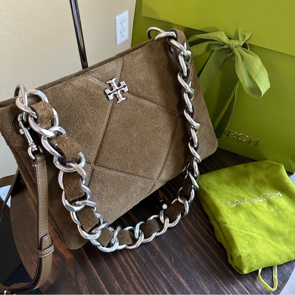 Tory Burch SMALL KIRA DIAMOND QUILT SUEDE SHOULDER BAG